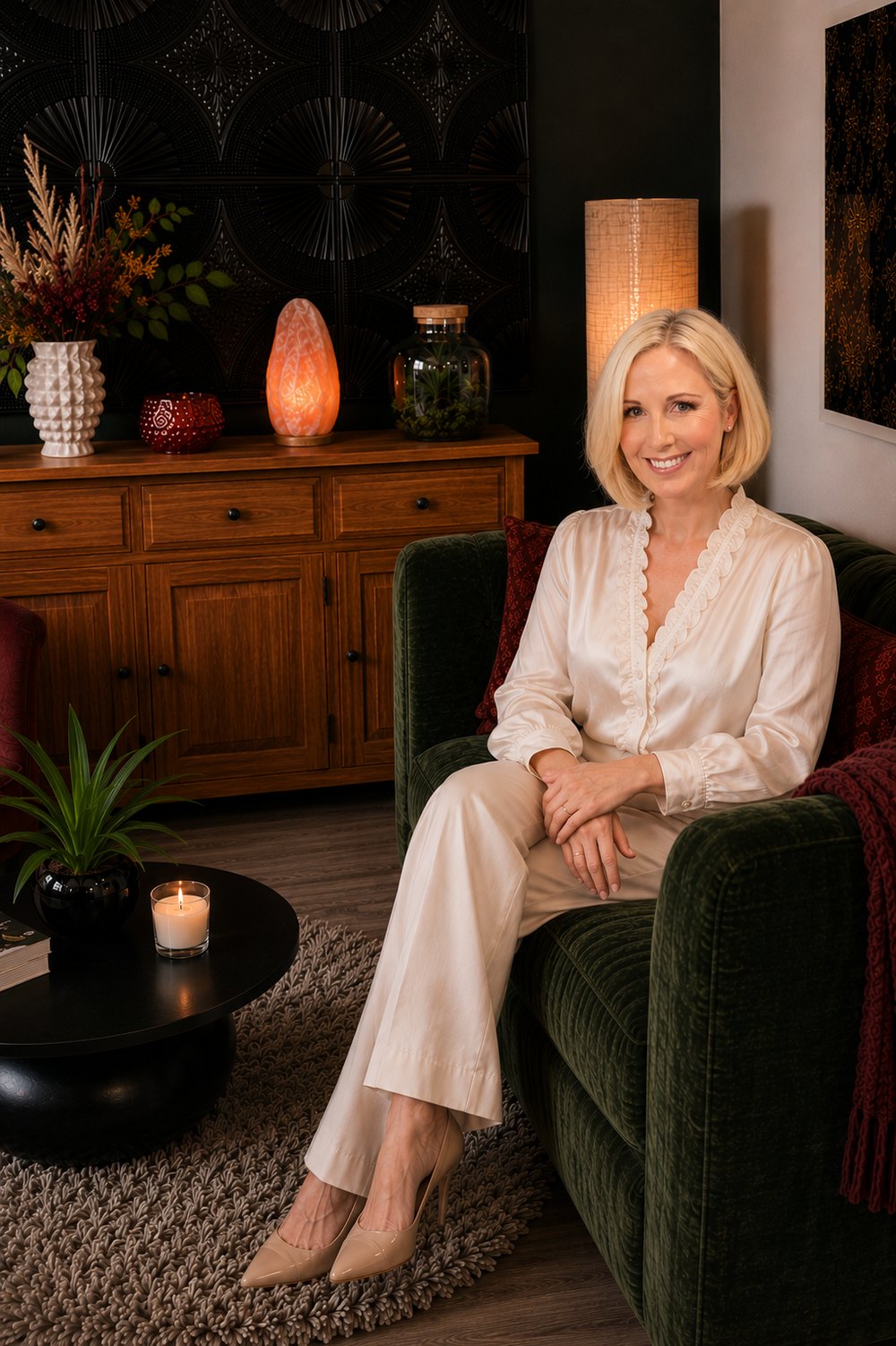 Anne-Marie Hartshorne, Integrative Counsellor & Psychotherapist, in her counselling room